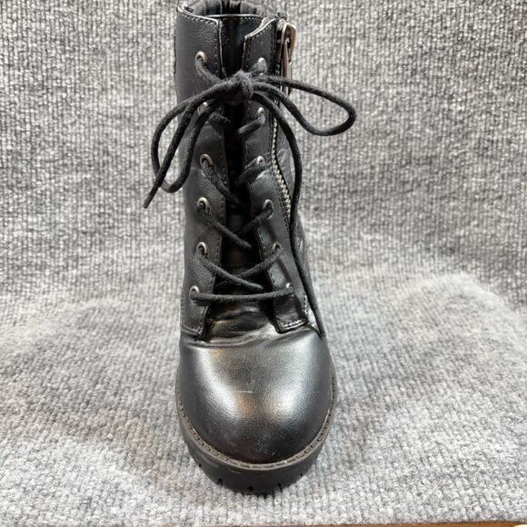 Steve Madden Nydiaa Black Combat Boots 7M Lace Up Chunky Heel Zip Lug Sole - Picture 10 of 16